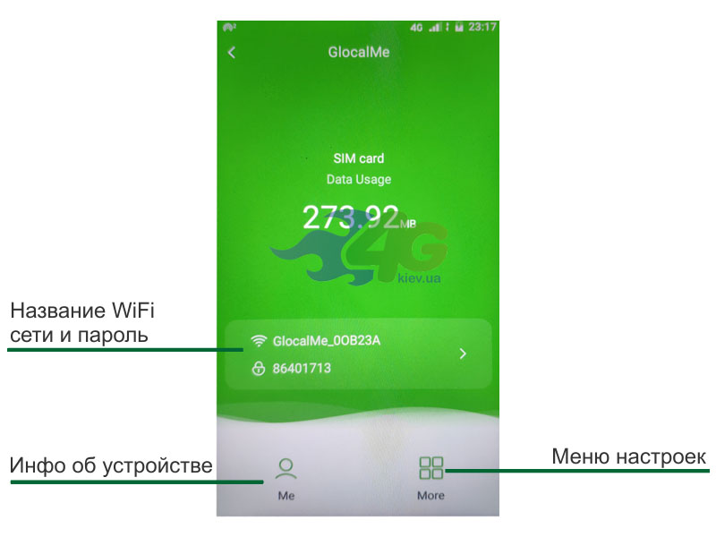 Menu GlocalMe G4 Pro