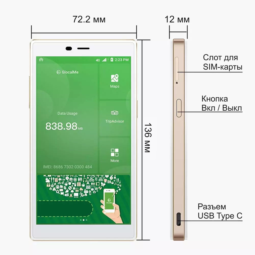 Габарити роутера GlocalMe G4 Pro