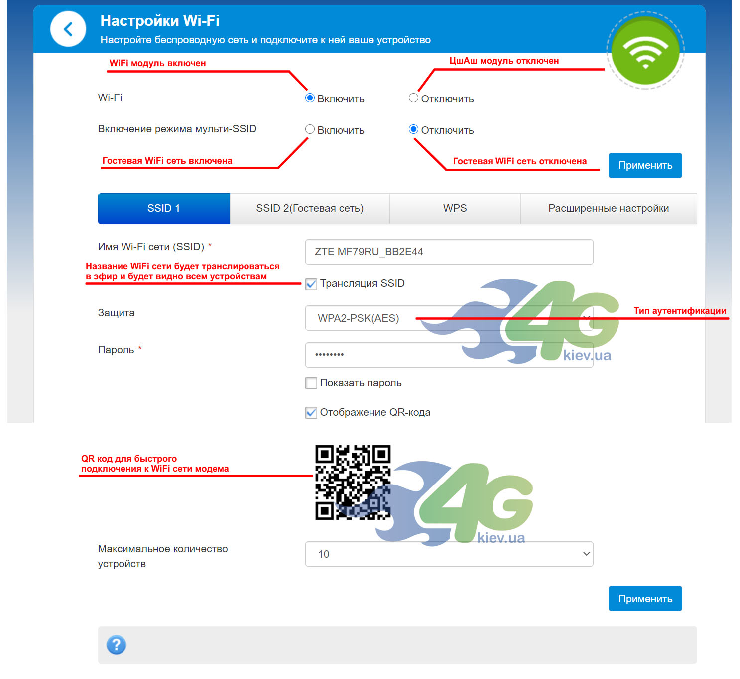 Налаштування WiFi в модемі ZTE MF79u