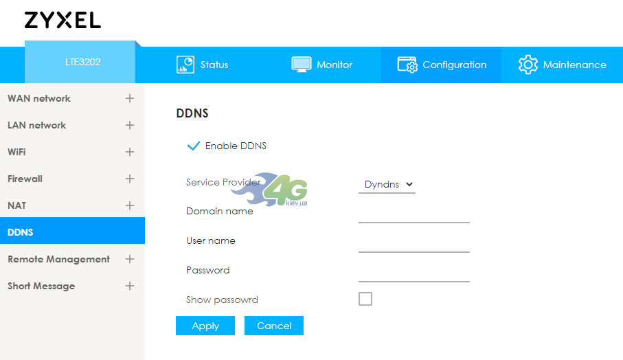 Настройка DDNS в ZyXel LTE3202-M430