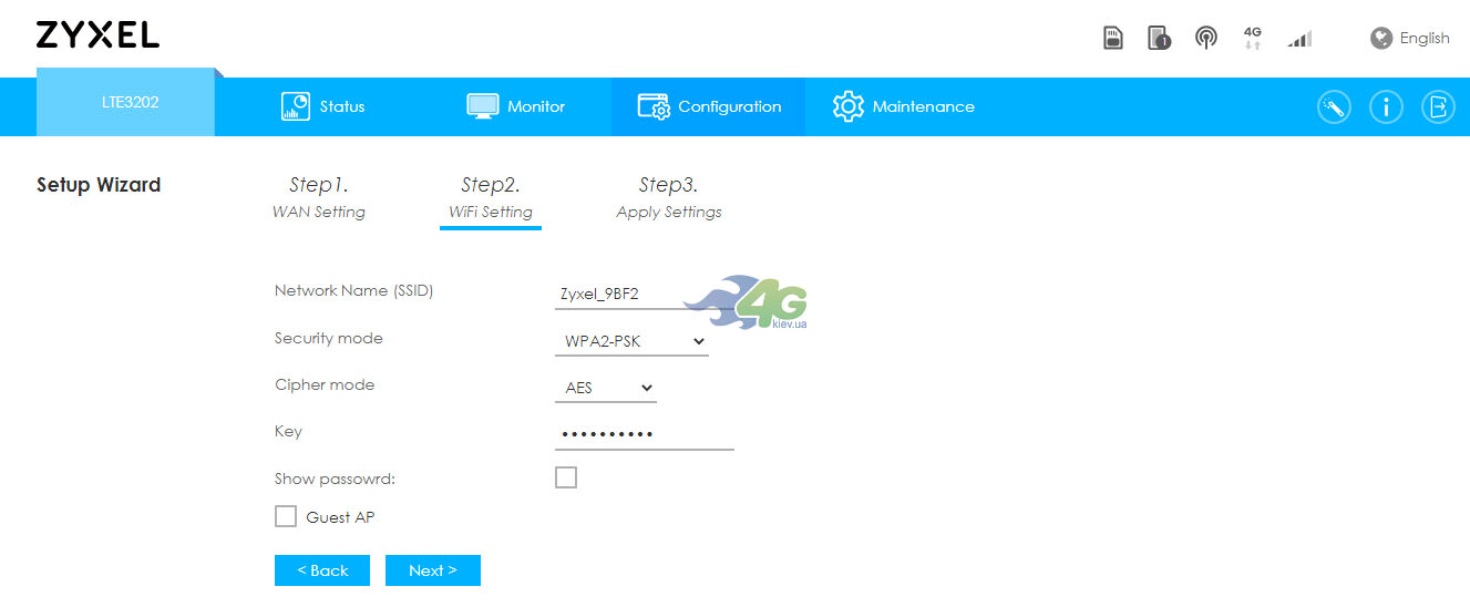 Швидке налаштування ZyXel LTE3202-M430